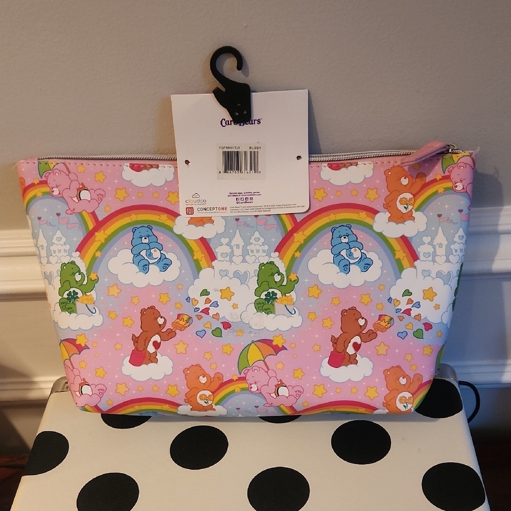 Care Bears Pink Cosmetic Bag with Rainbow Design - Picture 2 of 4